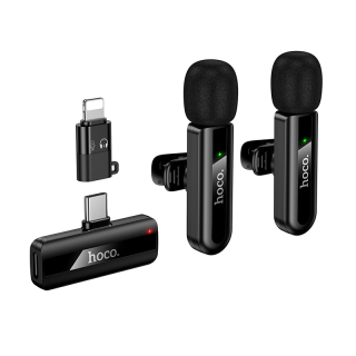Microfono Externo Polarizado Dual Hoco L20a Para Lightning y Tipo C