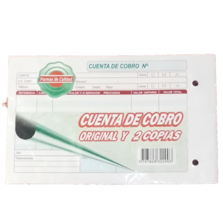 Cuenta De Cobro Original y 2 Copias En Talonario Media Carta